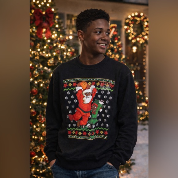 Port Company Other - Kids Black Santa Basketball Sweater